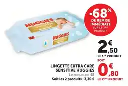 Super U HUGGIES Lingette extra care sensitive offre