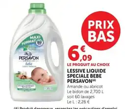 Super U PERSAVON Lessive liquide speciale bebe offre