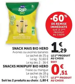 Super U Hero Solo Bio Puffs offre