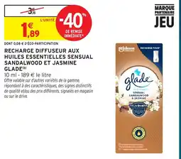 Intermarché Hyper Glade Recharge diffuseur aux huiles essentielles Sensual Sandalwood et Jasmine offre
