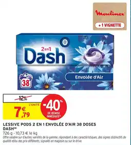Intermarché Hyper Dash Lessive Pods 2 en 1 Envolée d'Air offre