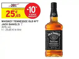 Intermarché Hyper JACK DANIEL'S WHISKEY TENNESSEE OLD N°7 offre
