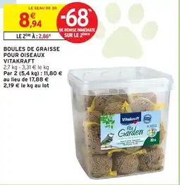 Intermarché Hyper Vitakraft boules de graisse pour oiseaux offre