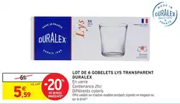 Intermarché Hyper DURALEX Gobelets Lys offre