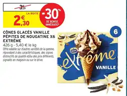 Intermarché Hyper Nestlé Cônes glacés vanille pépites de nougatine offre