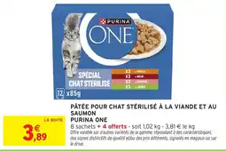 Intermarché Hyper PURINA ONE PÂTÉE POUR CHAT STÉRILISÉ À LA VIANDE ET AU SAUMON offre