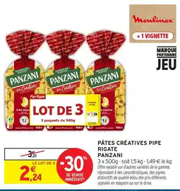 Intermarché Hyper PANZANI PÂTES CRÉATIVES PIPE RIGATE offre