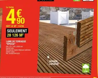 Brico Dépôt Lame de terrasse "épicéa" offre