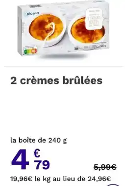 Picard Picard 2 crèmes brûlées offre