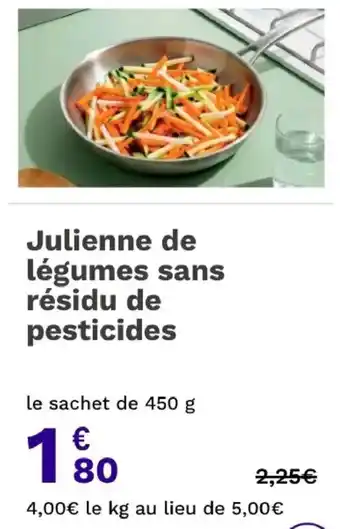 Julienne de légumes sans résidu de pesticides