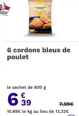 Picard sibar 6 cordons bleus de poulet offre