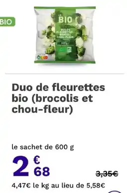 Picard LE BIO Duo de fleurettes bio (brocolis et chou-fleur) offre