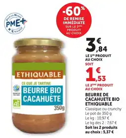 Bi1 ETHIQUABLE BEURRE BIO CACAHUÈTE offre