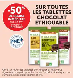 Bi1 Ethiquable sur toutes les tablettes chocolat offre