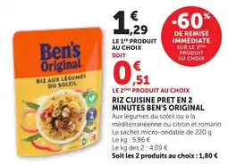 Bi1 Ben's Original Riz aux légumes du soleil offre