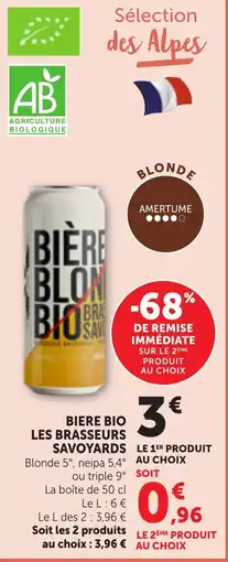 Bi1 BIÈRE BIO LES BRASSEURS SAVOYARDS offre