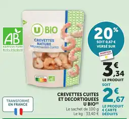 Bi1 U BIO CREVETTES NATURE DÉCORTIQUÉES CUITES offre