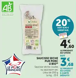 Bi1 U bio Saucisse sèche offre