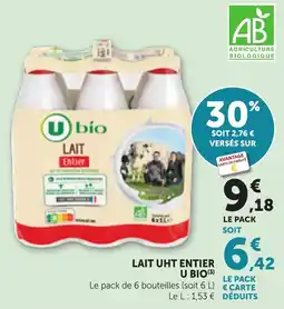 Bi1 U bio LAIT Entier offre