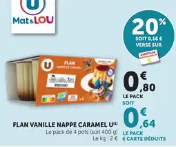 Bi1 U FLAN VANILLE NAPPE CARAMEL offre