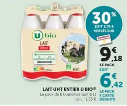 Maximarché U bio LAIT Entier offre