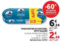 Maximarché Petit Navire Thon entier au naturel offre