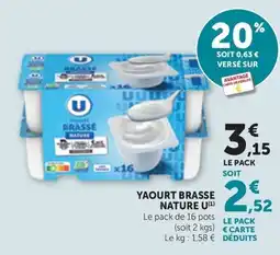 Maximarché U Yaourt brassé nature offre
