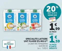 Maximarché U specialite laitiere fluide 5% mg offre