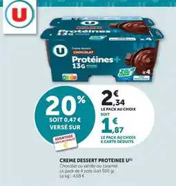 Maximarché U Crème dessert Protéines+ offre