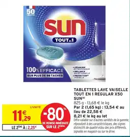 Intermarché SUN Tablettes lave vaisselle Tout en 1 Regular offre