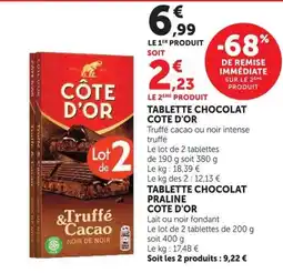 U Express CÔTE D'OR TABLETTE CHOCOLAT offre