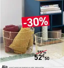 Habitat Lot de 2 paniers de rangement en métal offre