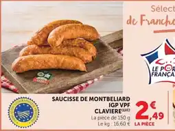 U Express SAUCISSE DE MONTBELIARD offre