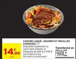 Intermarché Canard - laqué, légumes et nouilles chinoises offre