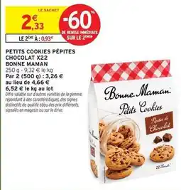 Intermarché Bonne maman - petits cookies pépites chocolat x22 offre