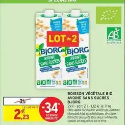 Intermarché Bjorg - boisson végétale bio avoine sans sucres offre