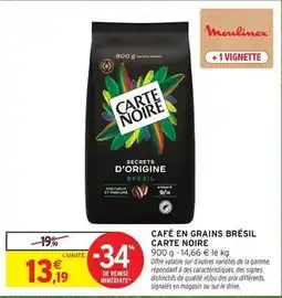 Intermarché Carte noire - café en grains brésil offre