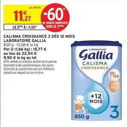 Intermarché Gallia - calisma croissance 3 dés 12 mois laboratoire offre
