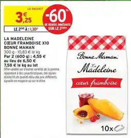 Intermarché Bonne maman - la madeleine cœur framboise x10 offre
