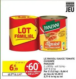 Intermarché Panzani - le ravioli sauce tomate cuisinée offre