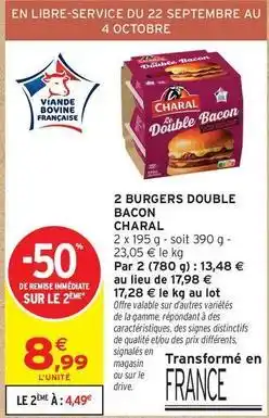 Intermarché Express Charal - 2 burgers double bacon offre
