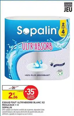 Intermarché Express Sopalin - essuie-tout ultra' absorb blanc x2 rouleaux 4 offre