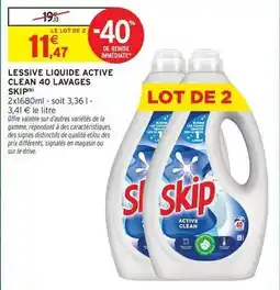 Intermarché Express Skip - lessive liquide active clean 40 lavages offre