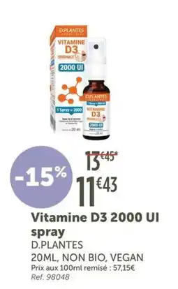 L'Eau Vive D.PLANTES Vitamine D3 2000 UI spray offre