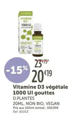 L'Eau Vive D.PLANTES Vitamine D3 végétale offre