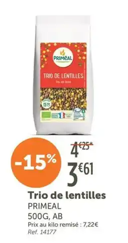 L'Eau Vive PRIMEAL Trio de lentilles offre