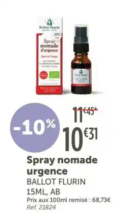 L'Eau Vive BALLOT FLURIN Spray nomade urgence offre