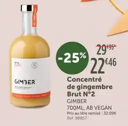 L'Eau Vive GIMBER Concentré de gingembre Brut N°2 offre