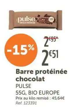 L'Eau Vive PULSE Barre protéinée chocolat offre