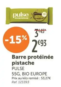 L'Eau Vive PULSE Barre protéinée pistache offre